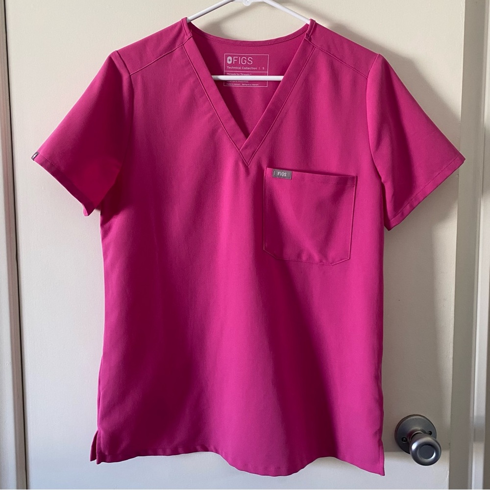 Figs Caterina Hot Pink Scrub Top, S